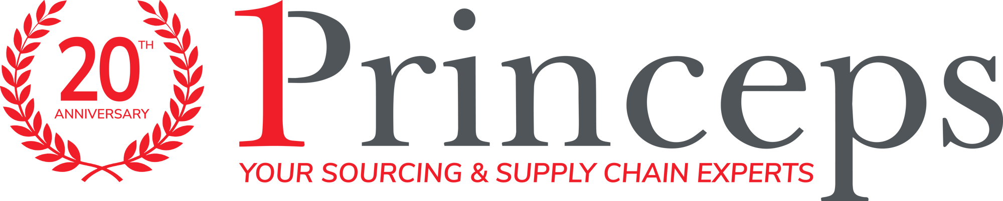 Princeps - Red Strapline Logo - Dark Theme 20th